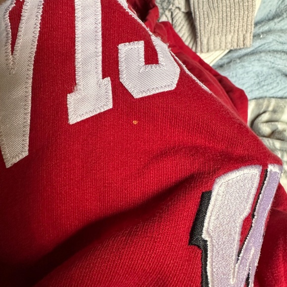 vintage bright red wisconsin sports college sweater hoodie oversized size large - Picture 7 of 10